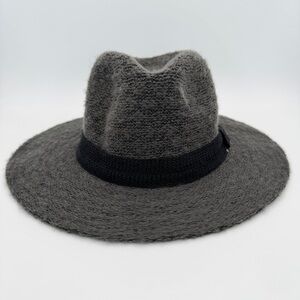 JUNE 21 Fedora Hat OS Charcoal Sweater Knit Pinched‎ Crown Packable Casual
